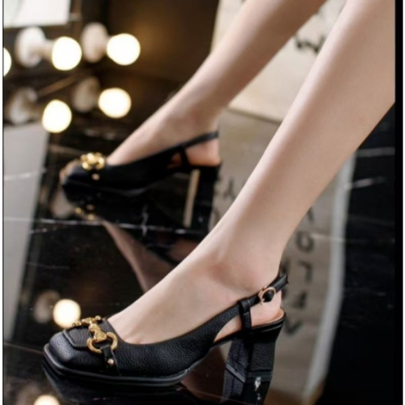 Square Toe Mule - Women Mid-heel 5.5CM new Summer French
