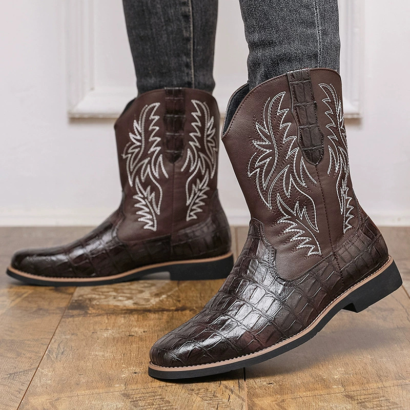 Women'S Shoes Crocs - Men's Croc-Embossed Western Cowboy Boots Embroidered