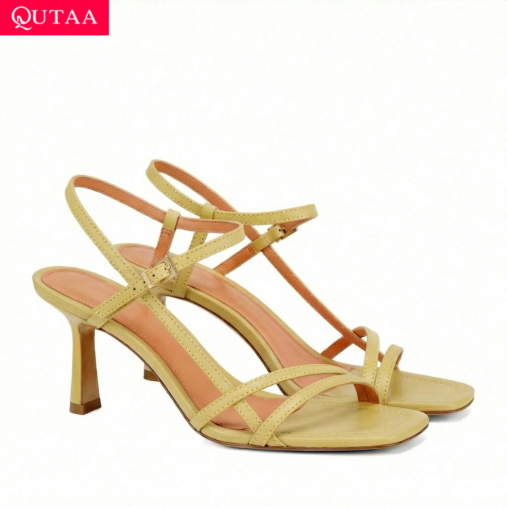 Strappy Heeled Sandals - QUTAA Fashion High Heels Women Summer