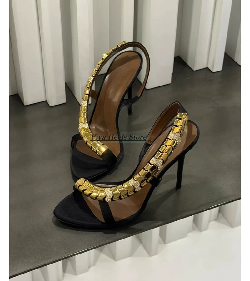 Gold metal chain sexy leather  - đánh giá và giá Gold Chain Sandal