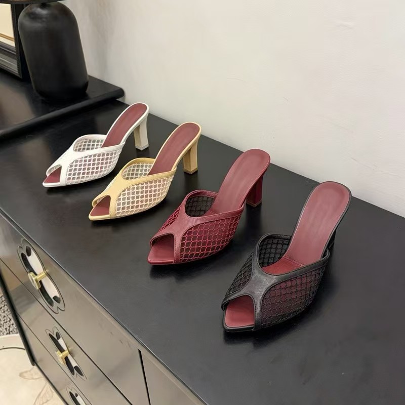 Women Fishnet Mesh Peep Toe Mu - đánh giá và giá Women Shoes Mules