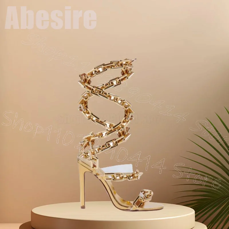 Gold Chain Hollow Design Open  - đánh giá và giá Gold Chain Sandal