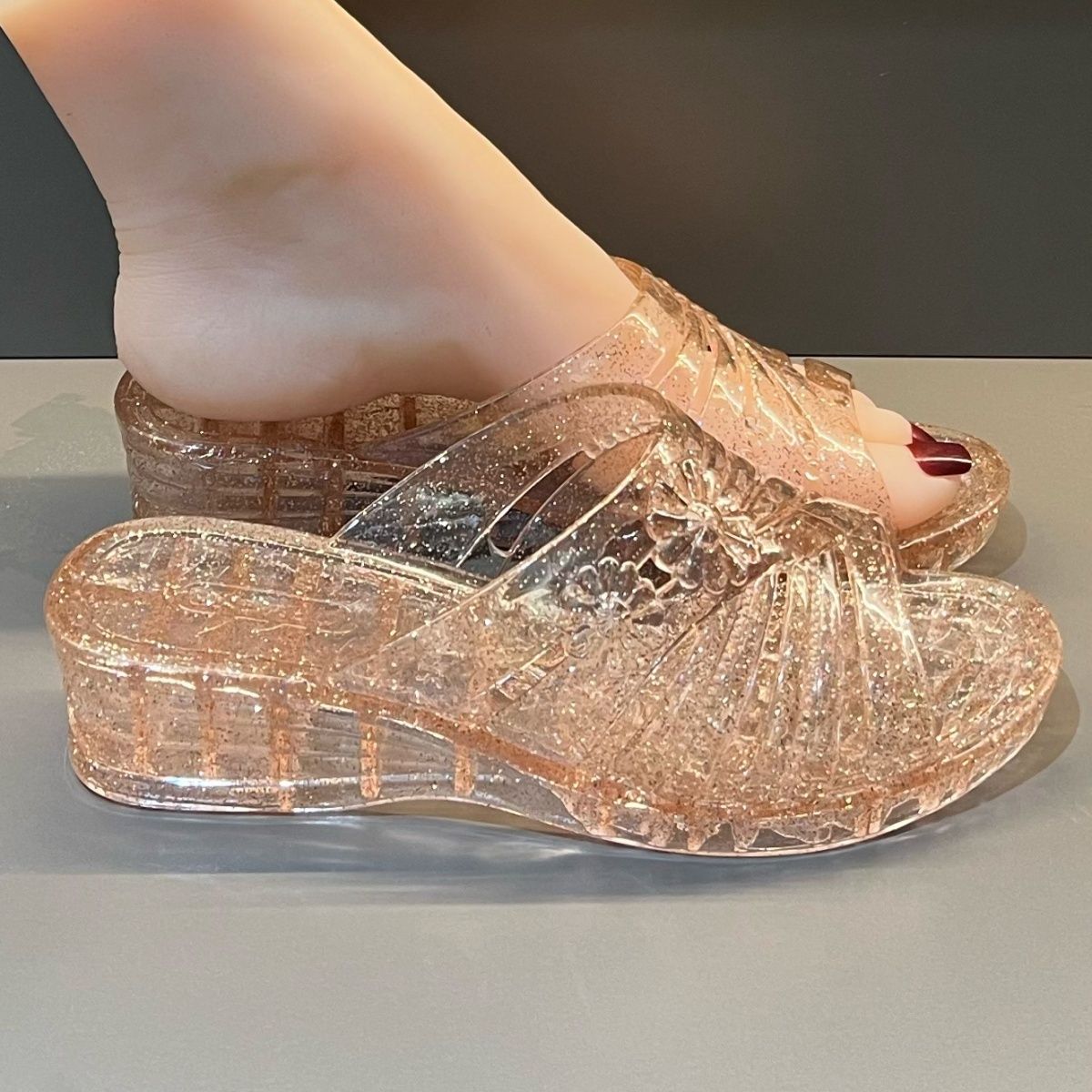 WFashion Purple Glitter Jelly  - đánh giá và giá Women Shoes Mules