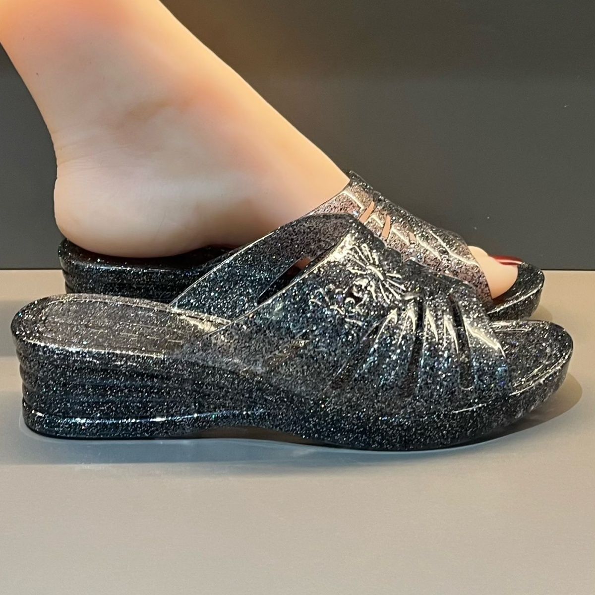 WFashion Purple Glitter Jelly  - đánh giá và giá Women Shoes Mules