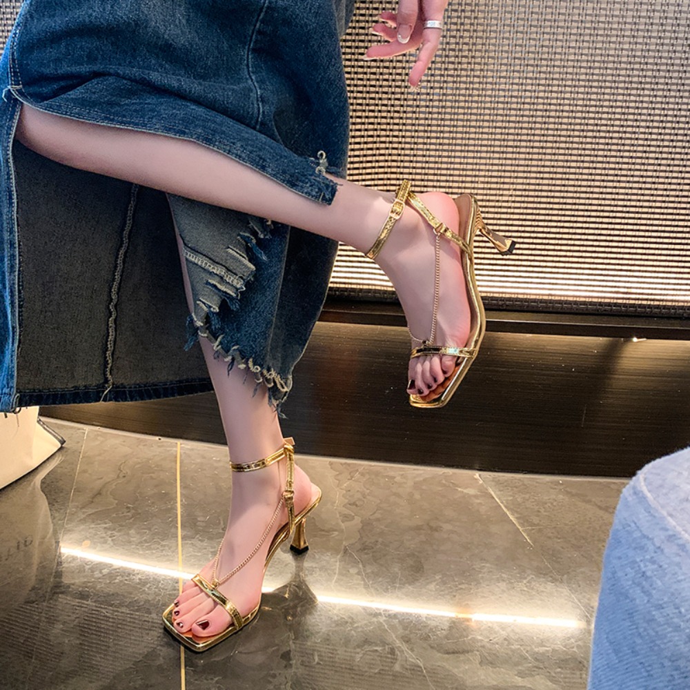 Gold Chain Sexy High-heeled Sa - đánh giá và giá Gold Chain Sandal