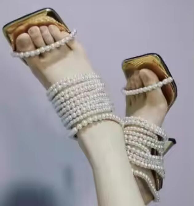 Glossy Pearl Chains Straps Sli - đánh giá và giá Gold Chain Sandal