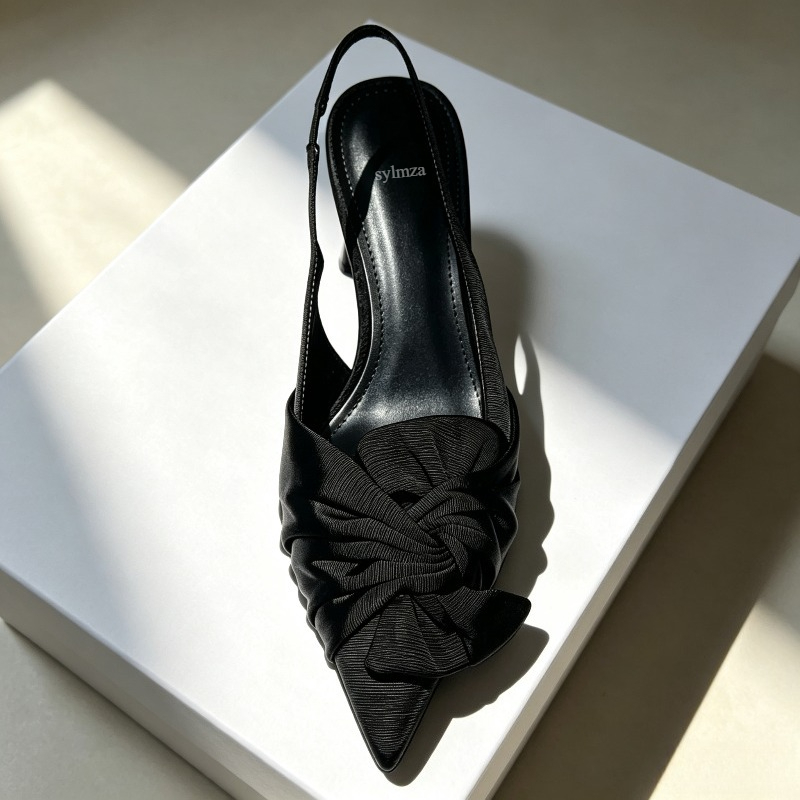 Elegant Bowknot Pointed Toe Pu - đánh giá và giá Women Shoes Mules