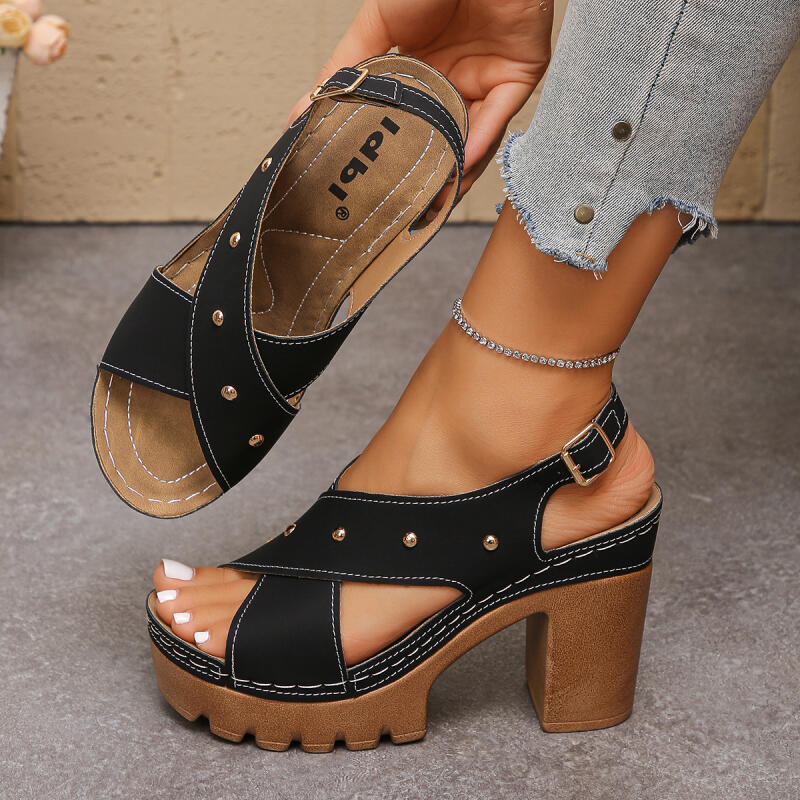 Vintage Super High Heel Cross  - đánh giá và giá Square Toe Mule
